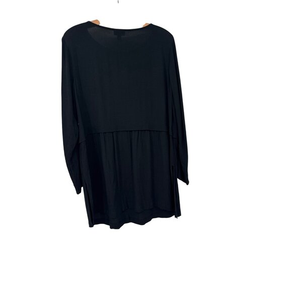 J. Jill Black Long Sleeve Tunic Top  Side Slits Size Large Rayon Blend Womens - Picture 4 of 5